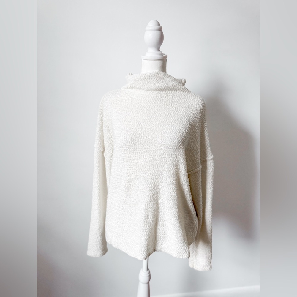 Melloday Cowl Neck Popcorn Cozy White Sweater